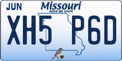 MO license plate XH5P6D