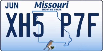 MO license plate XH5P7F