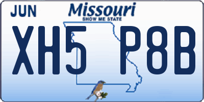 MO license plate XH5P8B