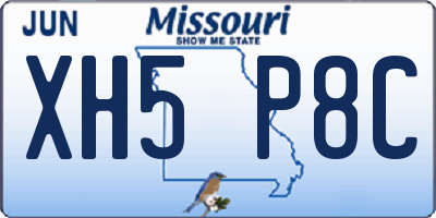 MO license plate XH5P8C