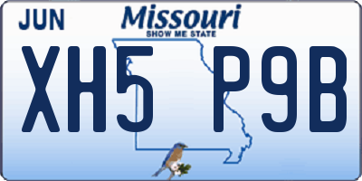 MO license plate XH5P9B
