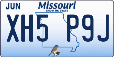 MO license plate XH5P9J