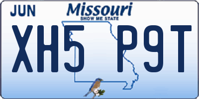 MO license plate XH5P9T