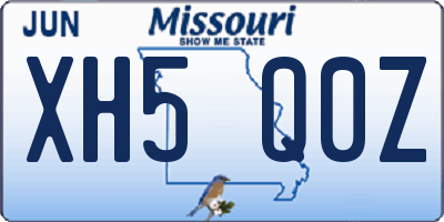 MO license plate XH5Q0Z