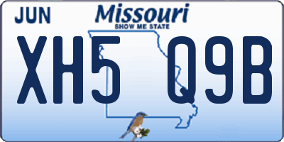MO license plate XH5Q9B