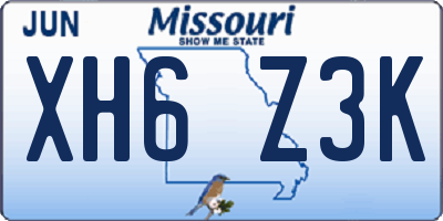 MO license plate XH6Z3K