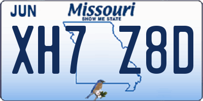 MO license plate XH7Z8D