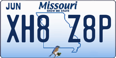 MO license plate XH8Z8P