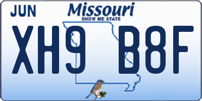 MO license plate XH9B8F