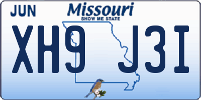 MO license plate XH9J3I