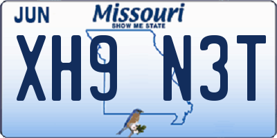 MO license plate XH9N3T