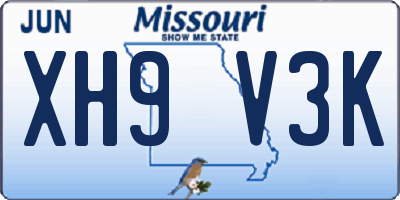 MO license plate XH9V3K