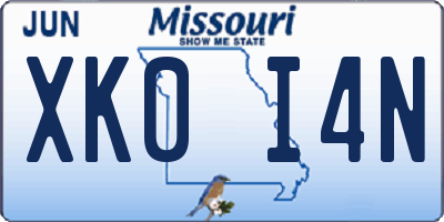 MO license plate XK0I4N