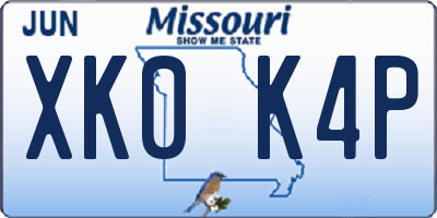 MO license plate XK0K4P