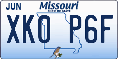 MO license plate XK0P6F