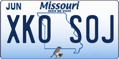 MO license plate XK0S0J