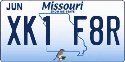 MO license plate XK1F8R