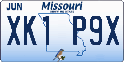 MO license plate XK1P9X