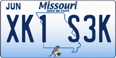 MO license plate XK1S3K