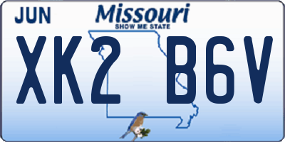MO license plate XK2B6V