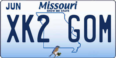 MO license plate XK2G0M