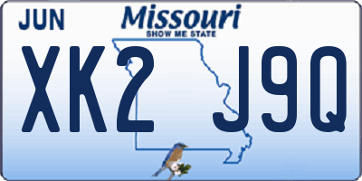 MO license plate XK2J9Q