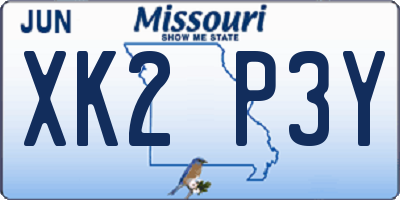 MO license plate XK2P3Y