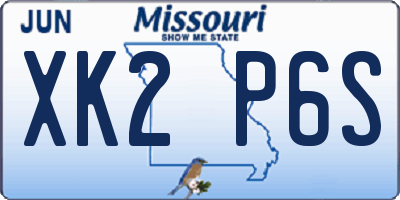 MO license plate XK2P6S