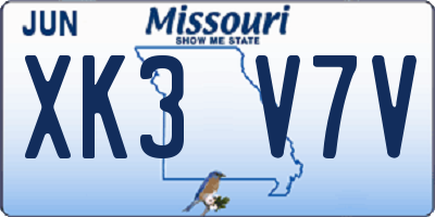 MO license plate XK3V7V