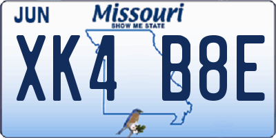 MO license plate XK4B8E