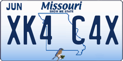 MO license plate XK4C4X
