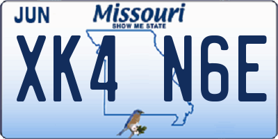 MO license plate XK4N6E