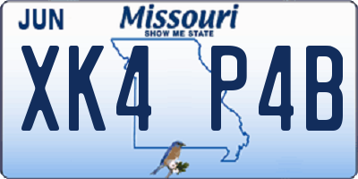 MO license plate XK4P4B