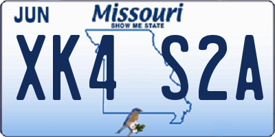 MO license plate XK4S2A