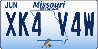 MO license plate XK4V4W