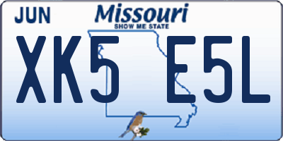 MO license plate XK5E5L