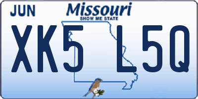 MO license plate XK5L5Q