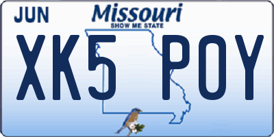 MO license plate XK5P0Y
