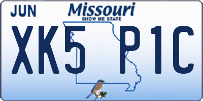 MO license plate XK5P1C
