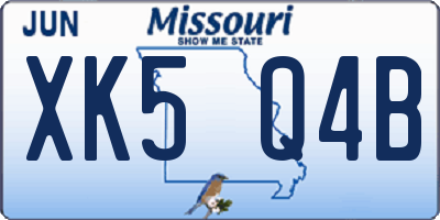 MO license plate XK5Q4B