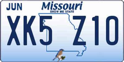 MO license plate XK5Z1O
