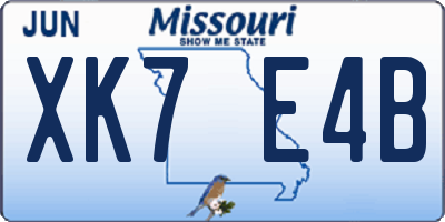 MO license plate XK7E4B