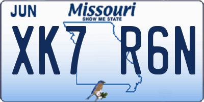 MO license plate XK7R6N