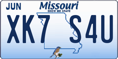 MO license plate XK7S4U