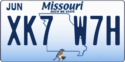 MO license plate XK7W7H