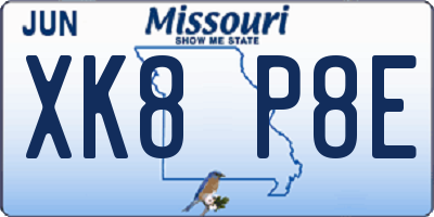 MO license plate XK8P8E