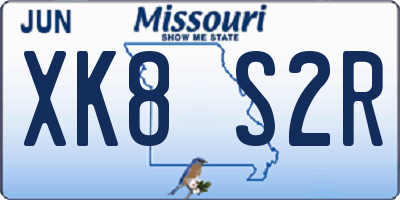 MO license plate XK8S2R