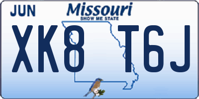 MO license plate XK8T6J
