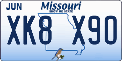 MO license plate XK8X9O