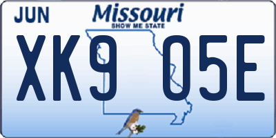 MO license plate XK9O5E